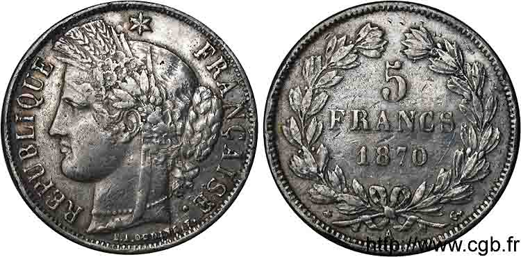 Faux 5 francs Cérès 1870 Paris F.332/1 MB 