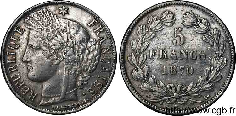 Faux 5 francs Cérès 1870 Paris F.332/1 TB 