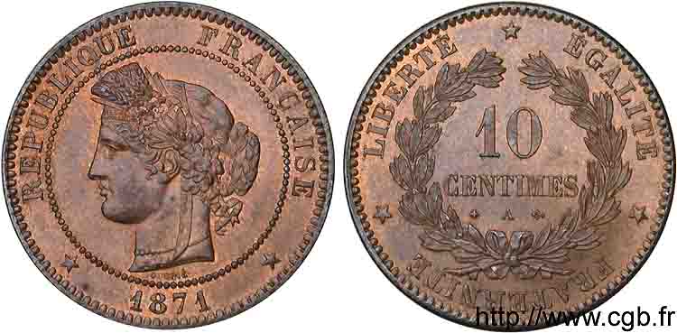 10 centimes Cérès 1871 Paris F.135/5 MS 