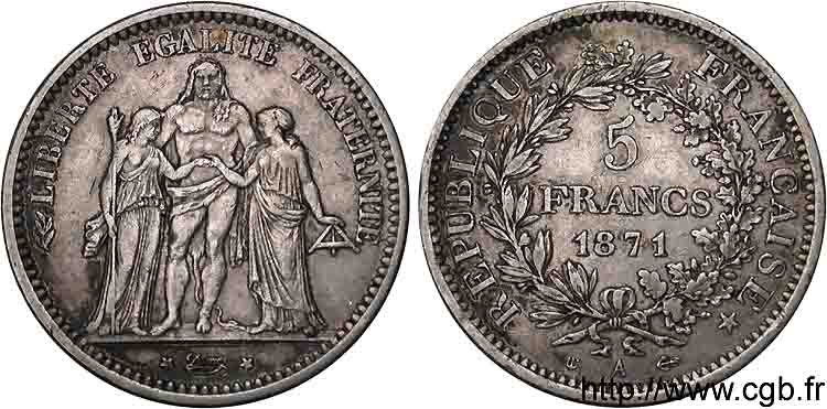 5 francs de la Commune 1871 Paris F.334/4 XF 