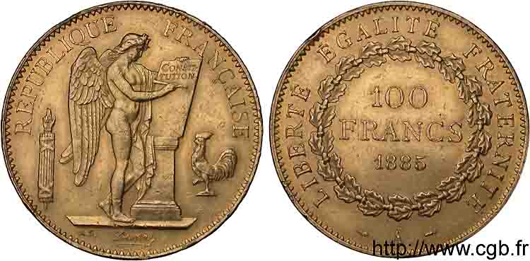 100 francs génie tranche inscrite en relief Dieu protège la France 1885 Paris F.552/6 AU 