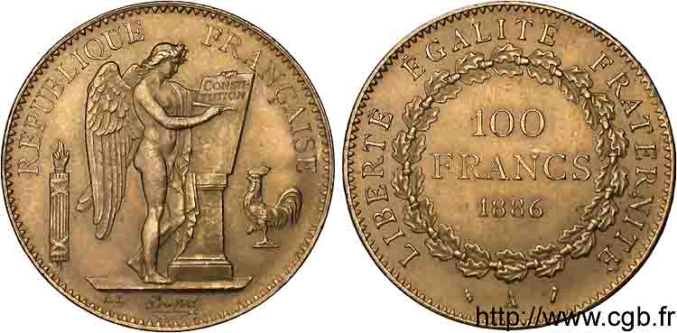 100 francs génie tranche inscrite en relief Dieu protège la France 1886 Paris F.552/7 VZ 