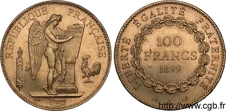 100 francs génie tranche inscrite en relief Dieu protège la France 1899 Paris F.552/12 SUP 