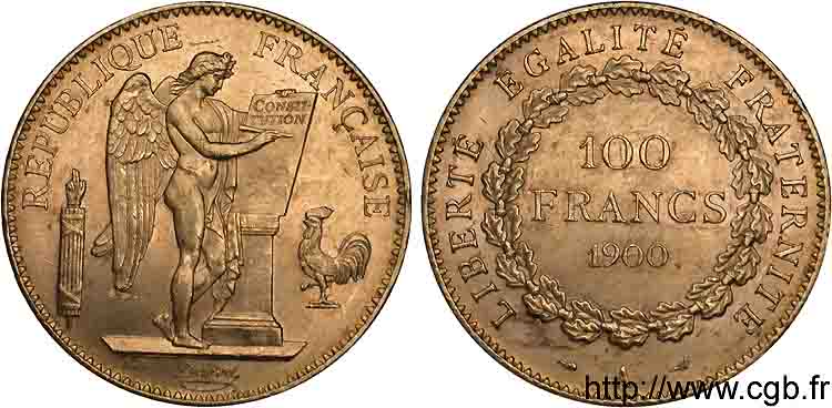 100 francs génie tranche inscrite en relief Dieu protège la France 1900 Paris F.552/13 EBC 