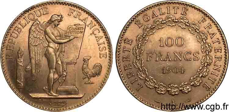100 francs génie tranche inscrite en relief Dieu protège la France 1904 Paris F.552/17 AU 