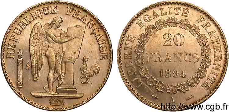 20 francs génie, Troisième république 1894 Paris F.533/18 EBC 