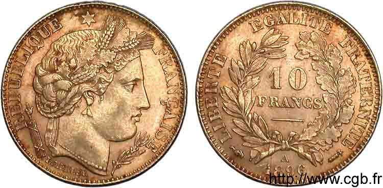 10 francs Cérès Troisième république 1896 Paris F.508/4 SS 