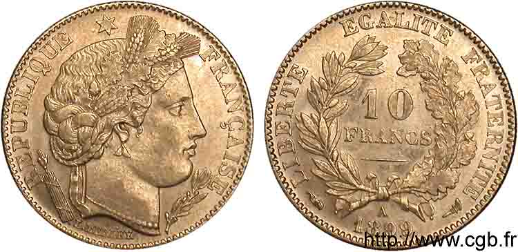 10 francs Cérès Troisième république 1899 Paris F.508/5 EBC 