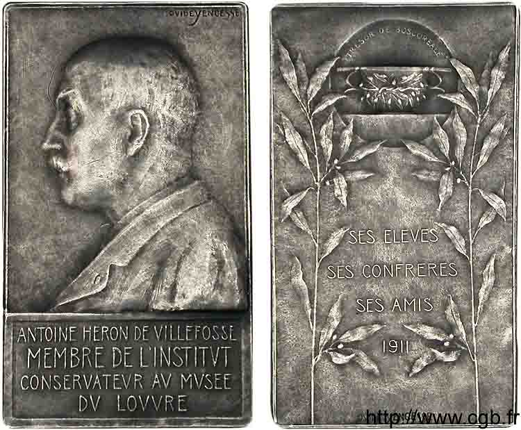 TERZA REPUBBLICA FRANCESE Médaille plaquette AR 35 x 60, Antoine Héron de Villefosse SPL