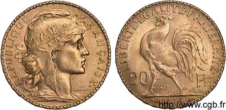 20 francs Coq, liberté égalité fraternité 1913 Paris F.535/7 SPL 