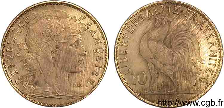 Essai - piéfort 10 francs Coq en Or mat 1899 Paris F.509/2P AU 