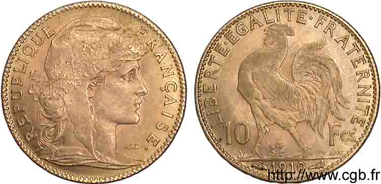 10 francs Coq 1910 Paris F.509/11 XF 