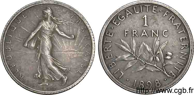 1 franc Semeuse, flan mat 1898  F.217/2 VZ 