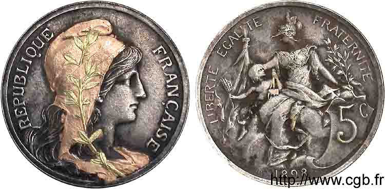 5 centimes (bicolore) 1898   AU 