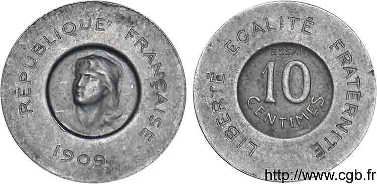 Essai de 10 centimes Rude 1909 Paris VG.4637  EBC 