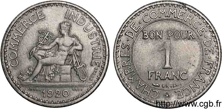Essai de 1 franc Chambres de Commerce 1920 Paris VG.4938  AU 