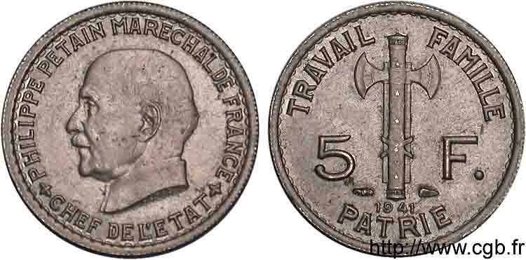 5 francs Pétain 1941 Paris F.338/2 AU 