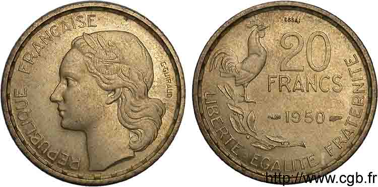 Essai 20 francs Guiraud 1950  F.402/1 EBC 