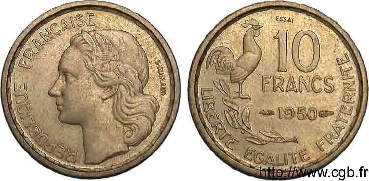 Essai 10 francs Guiraud 1950  F.363/1 AU 