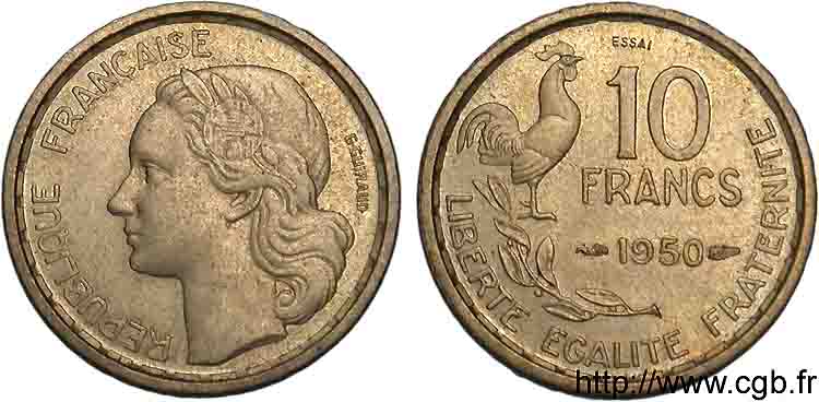 Essai 10 francs Guiraud 1950  F.363/1 SUP 