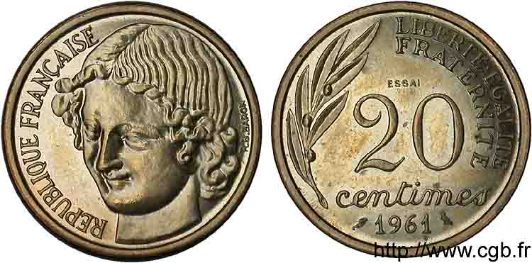 Essai, concours 20 centimes, Baron 1961  G.325  MS 