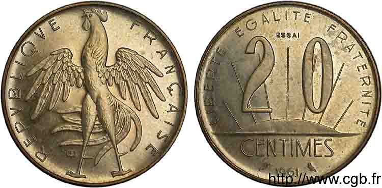 Essai, concours 20 centimes, Rousseau 1961  G.331  MS 