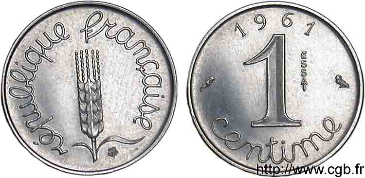 Essai de 1 centime Épi 1961 Paris F.106/3 SPL 