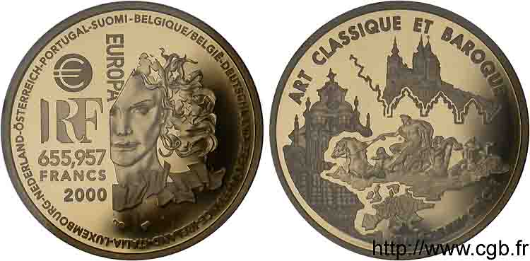 Pseudo-monnaie 655,957 francs Or art classique et baroque 1999 Paris F.1880 1 MS 