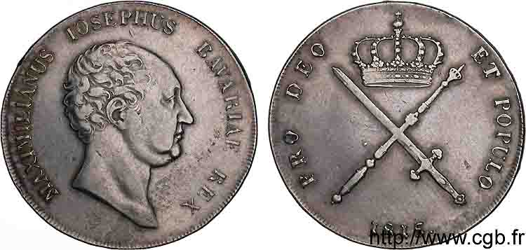 ALEMANIA - REINO DI BAVIERA - MAXIMILIANO I JOSÉ Thaler à la couronne (Kronthaler) 1815 Münich MBC 