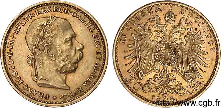 AUTRICHE - FRANÇOIS-JOSEPH Ier 20 Corona en or, 2e type 1895 Vienne SPL 