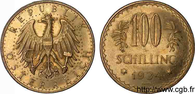 AUTRICHE - RÉPUBLIQUE 100 schillings 1934 Vienne SPL 