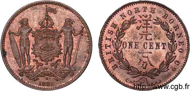 MALAYSIA - BRITISH NORTH BORNEO 1 cent, Compagnie britannique du Nord-Bornéo 1886 Birmingham MS 