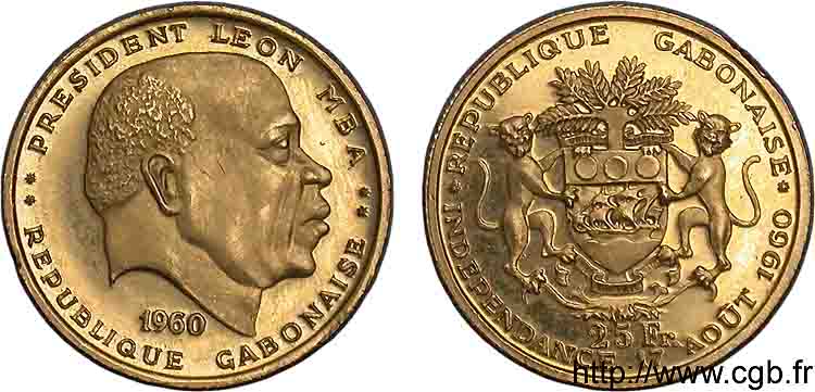 GABON - REPUBLIC - LÉON M BA 25 francs Or 1960 Paris MS 