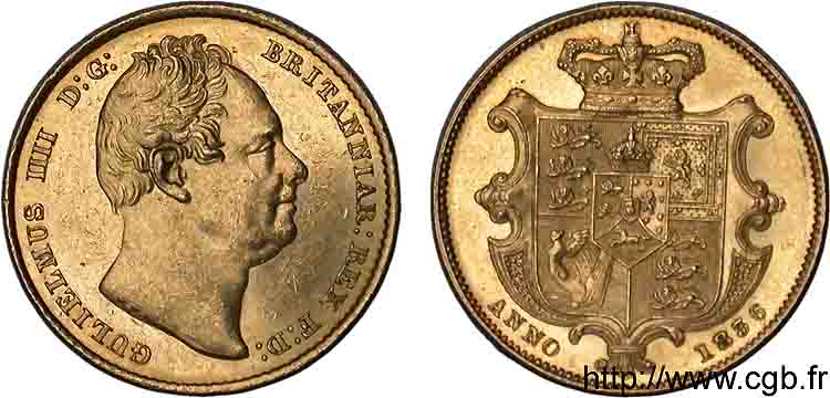 GRAN BRETAGNA - GUGUIELMO IV Sovereign (souverain), 2e type 1836 Londres AU 