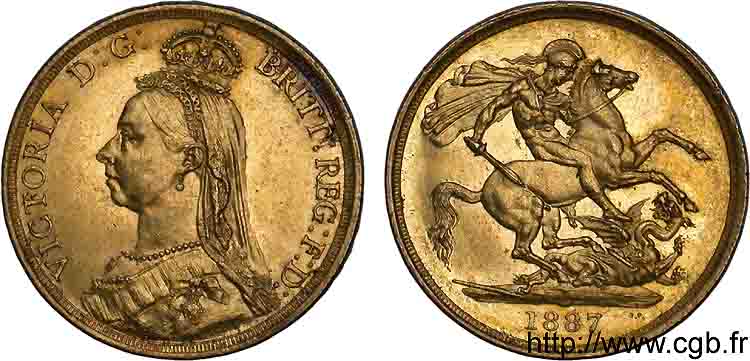 GRANDE BRETAGNE - VICTORIA Two pounds (2 livres),  Jubilee head  1887 Londres SUP 