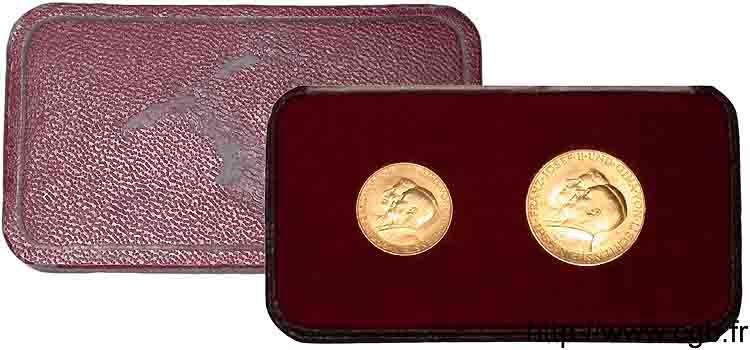 LIECHTENSTEIN - PRINCIPAUTÉ DE LIECHTENSTEIN - FRANÇOIS JOSEPH II Coffret 1956 de deux monnaies Or de 50 et 25 franken 1956  ST 