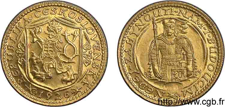 TCHÉCOSLOVAQUIE - RÉPUBLIQUE 1 dukat ou ducat d or 1926 Prague MS 