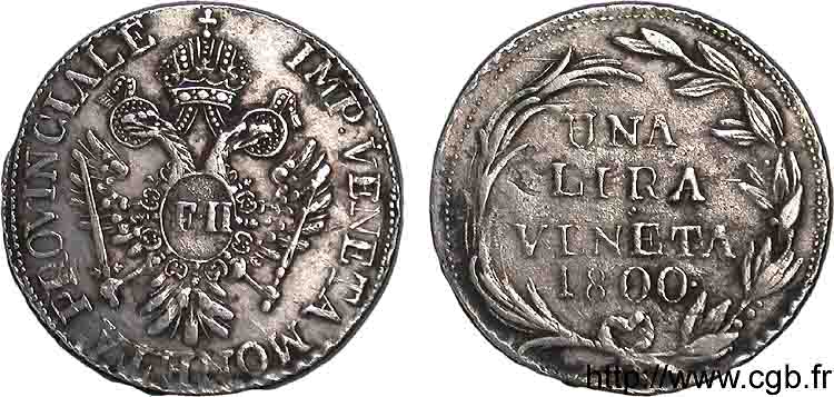ITALY - REPUBLIC OF VENICE - AUSTRIAN OCCUPATION 1 lire 1er type 1800 Venise XF 