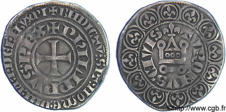 PHILIP IV  THE FAIR  Gros tournois à l O long et au lis c. 1298  XF