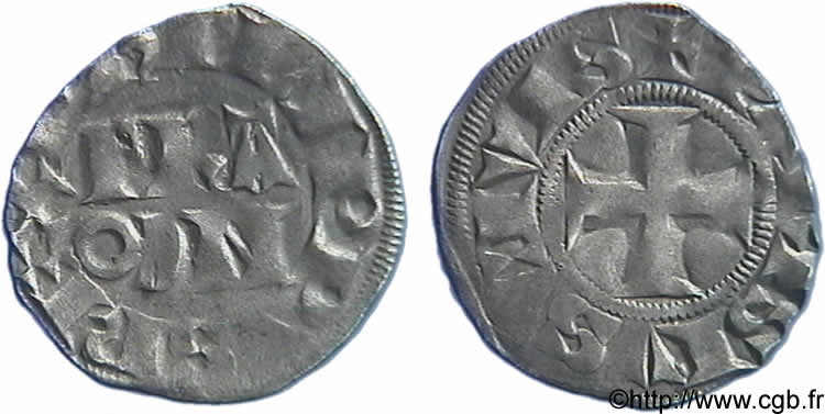 PHILIP IV  THE FAIR  Denier parisis à l O rond c. 1285-1290  XF