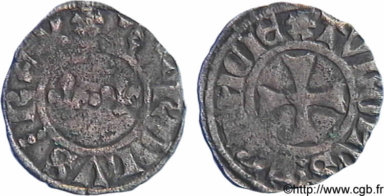 CHARLES VII  THE WELL SERVED  Denier tournois n.d. Troyes S