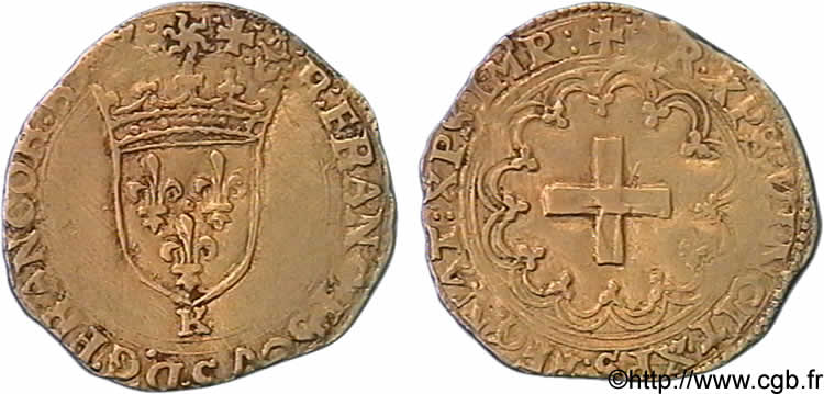 FRANCIS I Écu d or à la croisette, 1er type 19/03/1541 Bordeaux XF