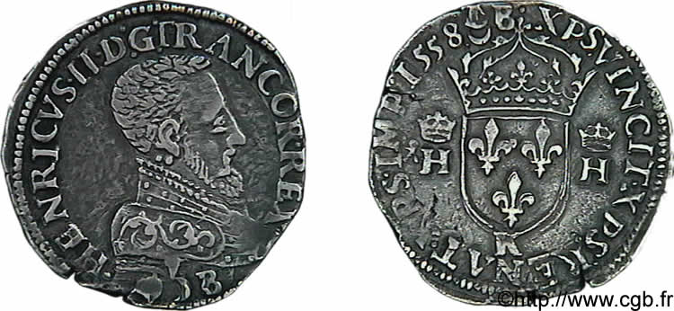 HENRY II Teston à la tête nue, 3e type 1558 Bordeaux fVZ