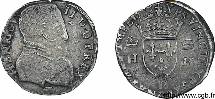 HENRY II Teston à la tête nue, 1er type 1558 La Rochelle BC+