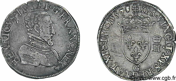 HENRY II Teston à la tête nue, 1er type 1557 Poitiers fSS/SS