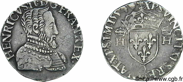 HENRI II Demi-teston à la tête nue, 1er type 1554 Poitiers TTB