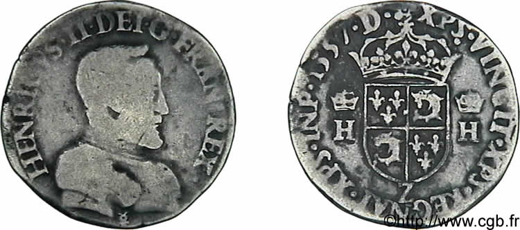 HENRI II Teston du Dauphiné à la tête nue, faux d’époque 1557 Grenoble TB