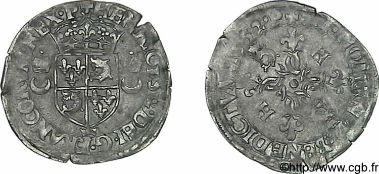 HENRI II Douzain du Dauphiné aux croissants, 2e type 1552 Crémieu TTB