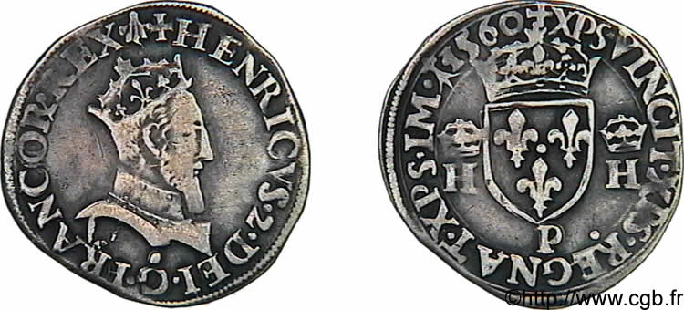 FRANCIS II. COINAGE AT THE NAME OF HENRY II Demi-teston à la tête couronnée 1560 Dijon XF