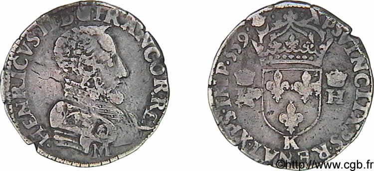 FRANCIS II. COINAGE IN THE NAME OF HENRY II Teston à la tête nue, 3e type 1559 Bordeaux VF